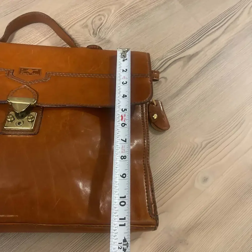 Vintage Conte Max Italian Brown Leather Briefcase Rare